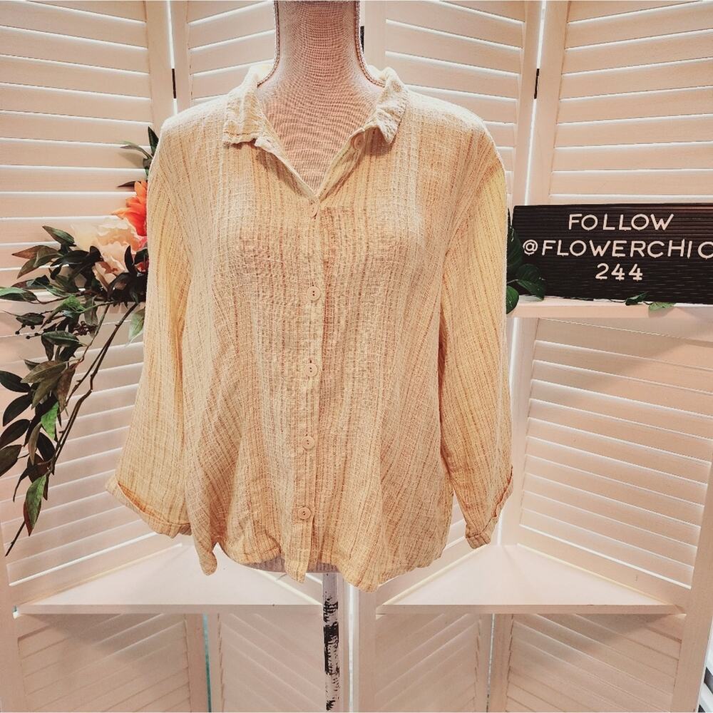 FLAX LINEN YELLOW LONG SLEEVE BUTTON DOWN SIZE MED